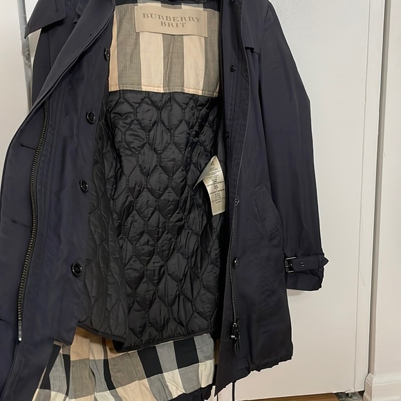 Burberry Brit Navy Blue Reymore Trench Coat - Removable Hood/Lining - Size Small - Picture 6 of 13